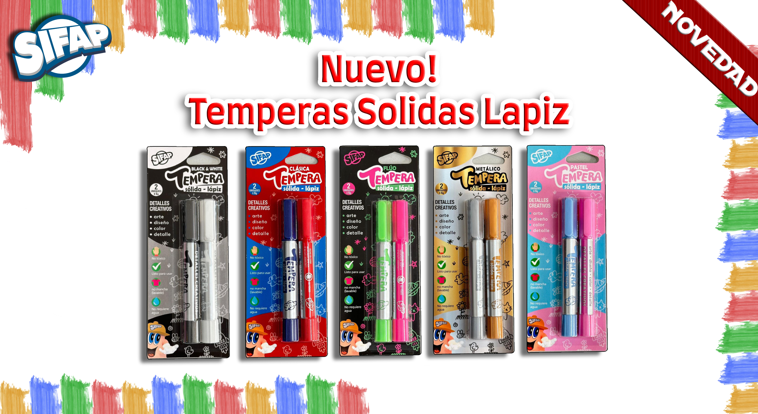 Temperas Sólidas Estilo Lápiz