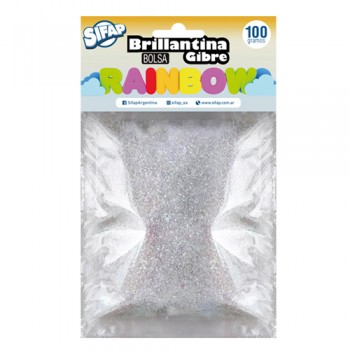 Brillantina gibre rainbow blanco