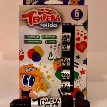 Tempera Solida Negra x 6 Uds