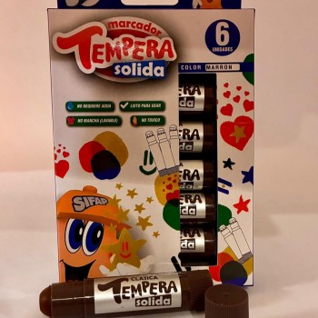 Tempera Solida Marron x 6 Uds