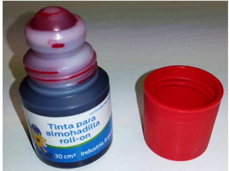 Tinta para sello de 30cc roll on color rojo