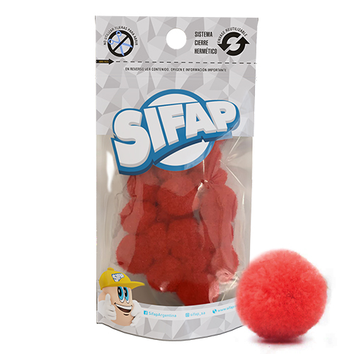 Pompones de felpa rojo