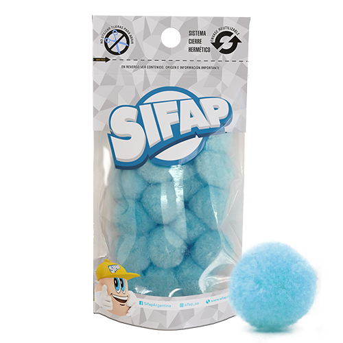 Pompones de felpa celeste