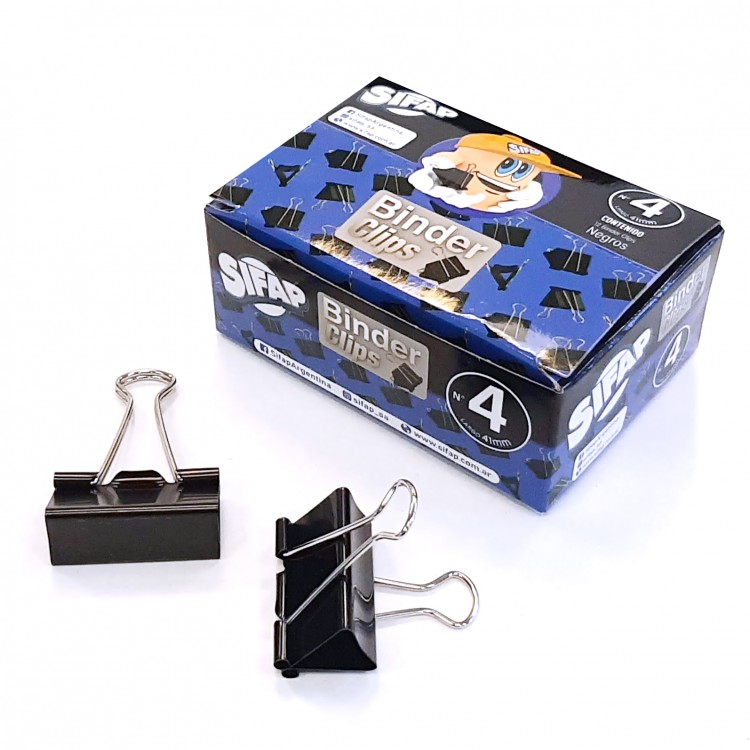Binder clips negro n4 x 12u (caja)