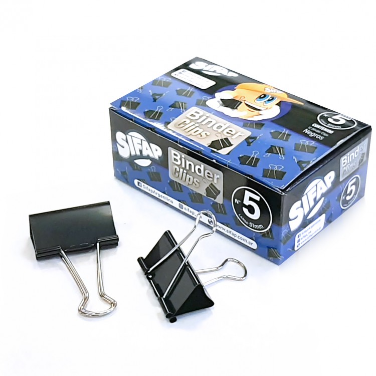 Binder clips negro n5 x12u (caja)