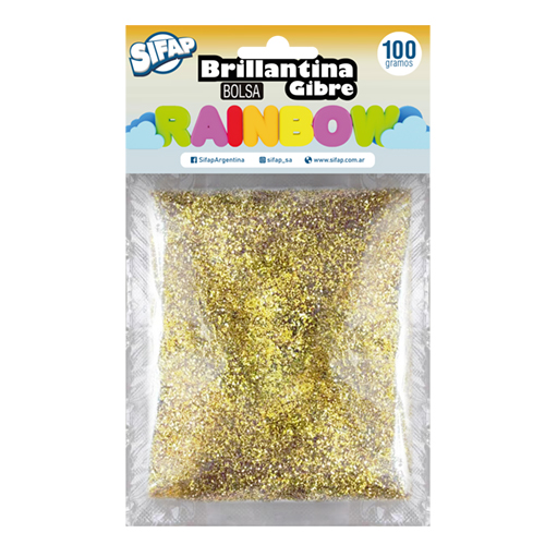 Brillantina gibre rainbow dorado