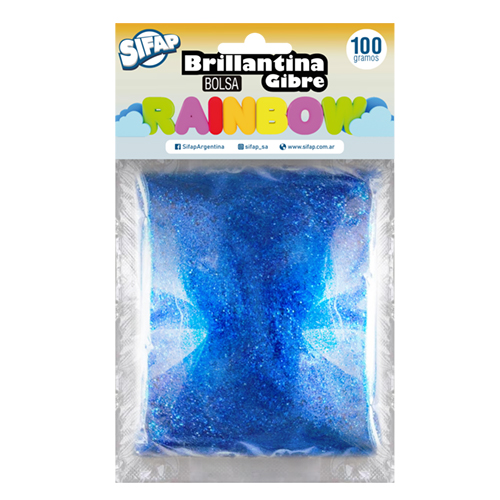 Brillantina gibre rainbow azul