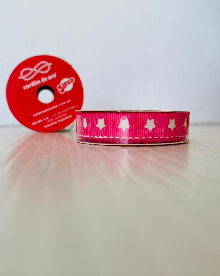 CINTA ESTRELLASTROQUELADA FUCSIA