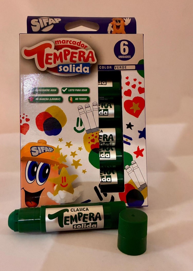 Tempera Solida Verde x 6 Uds