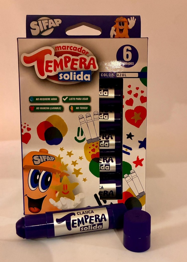 Tempera Solida Azul x 6 Uds