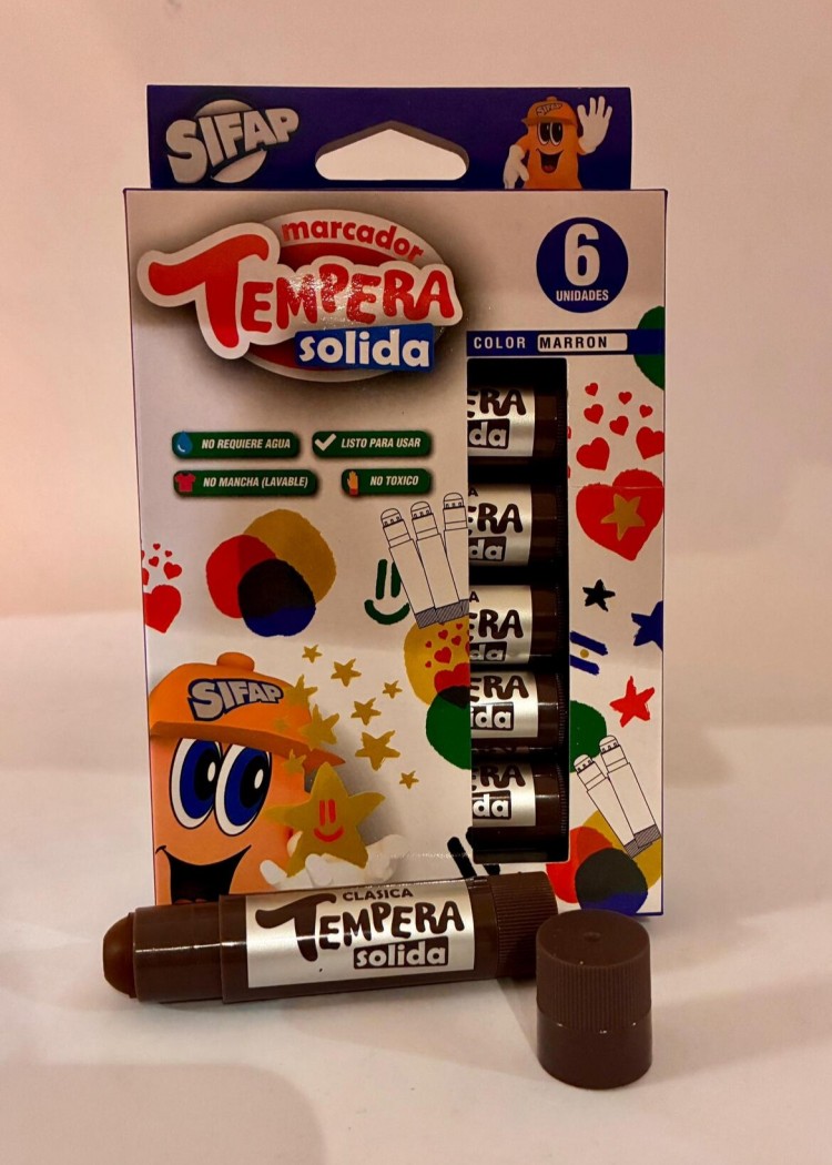 Tempera Solida Marron x 6 Uds