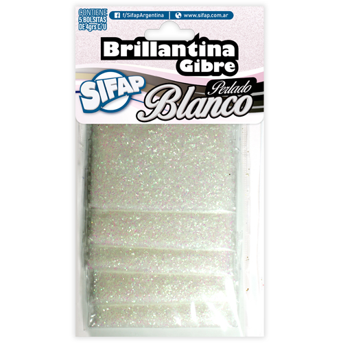 Brillantina gibre blanco perlado x5u 4g